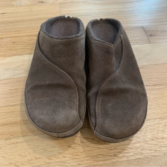 FitFlop Gogh Suede Slip Ons Clogs Shoes Brown Leather Comfort Slide Women’s 6 - Picture 2 of 10